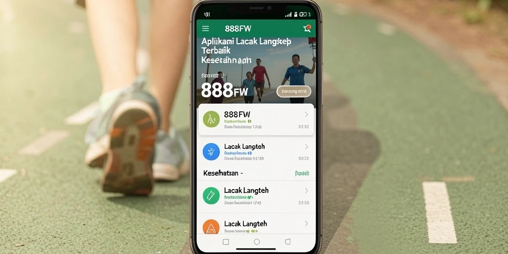 Antarmuka aplikasi 888FW untuk pelacakan langkah yang intuitif dan informatif.