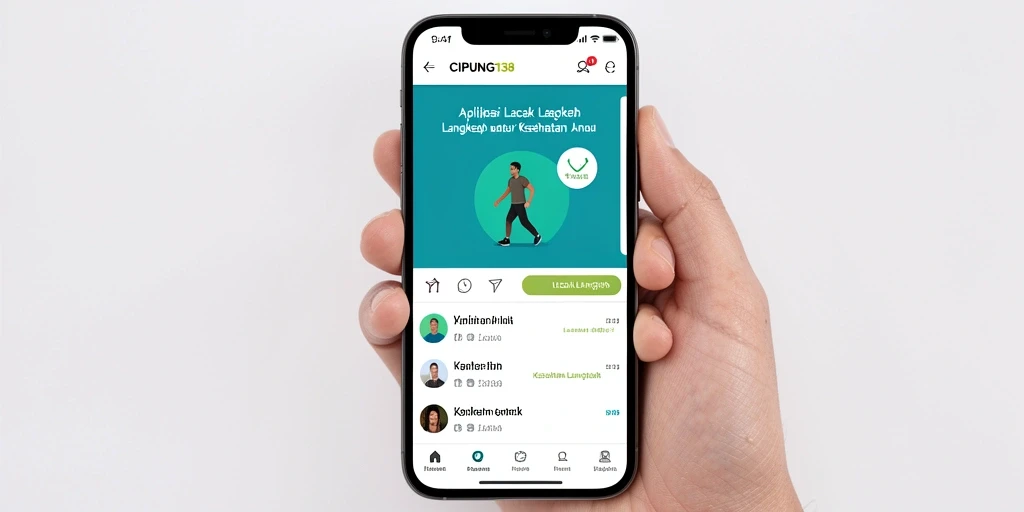 Antarmuka aplikasi CIPUNG138 yang intuitif untuk melacak langkah.