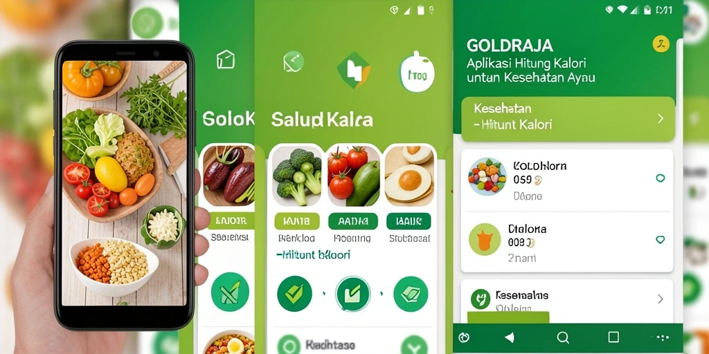 Tampilan antarmuka utama GOLDRAJA dengan fitur Hitung Kalori.