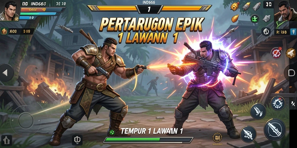 Tampilan seru dari pertempuran 1 lawan 1 di IND666.