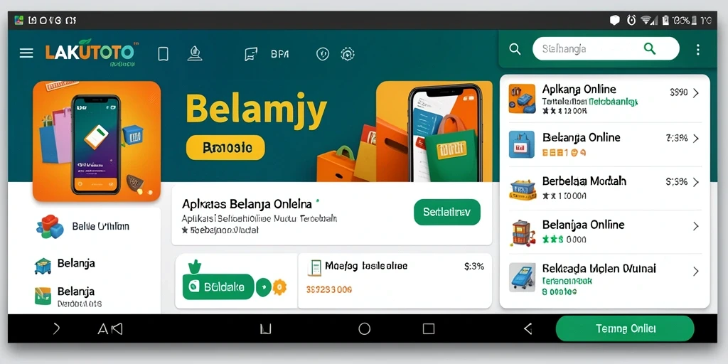 Tampilan utama antarmuka aplikasi LAKUTOTO untuk belanja online.