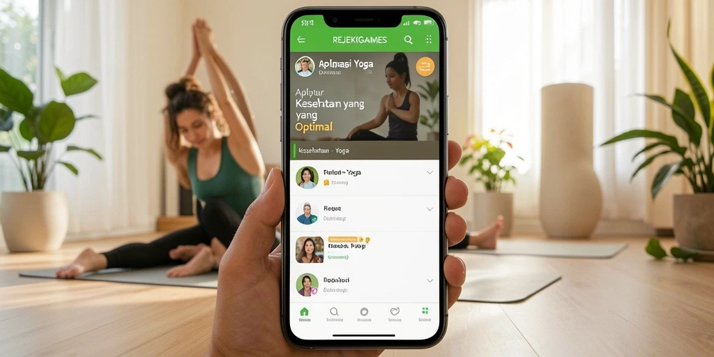 Tampilan antarmuka REJEKIGAMES yang menawan untuk latihan yoga.
