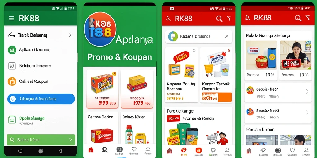Antarmuka utama RK88 yang menampilkan berbagai promo dan kupon.